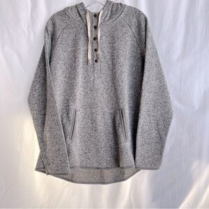 Fleece Lined Henley with Hood Heather Grey Eddie Bauer